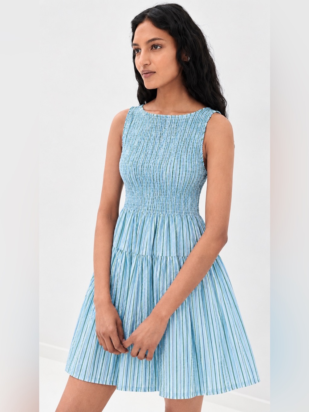 RACHEL ZOE Green Blue Lagoon Stripe Mini Cosima Nap Dress (HHH Hill House Home)